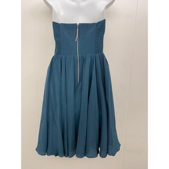 Rebecca Taylor Beaded Feather Silk Strapless Dress Sz 4 - Picture 7 of 7